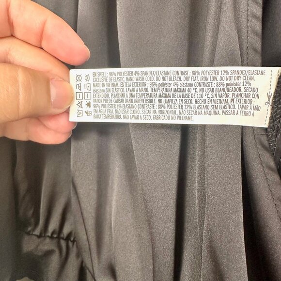 Black Satin Surplice Long Sleeve Bodysuit - 1X - Picture 10 of 11